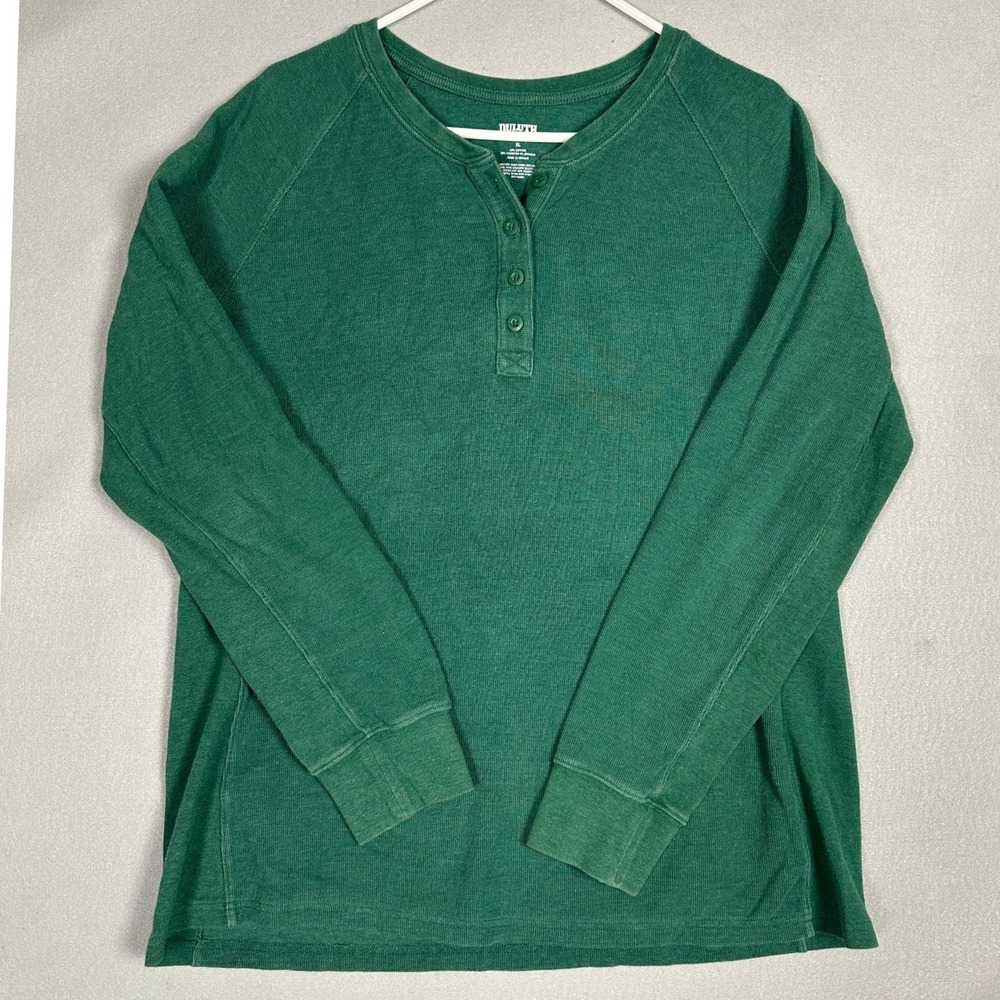 Duluth Trading Co Henley Womens XL Waffle Knit Green Thermal Long Sleeve EUC